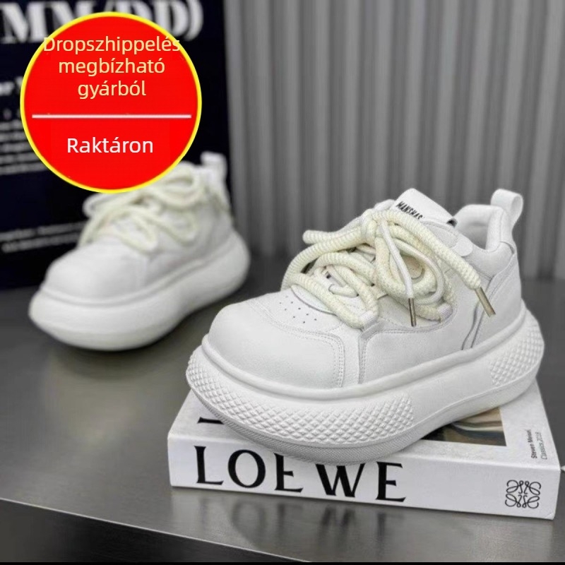 Női fehér sneaker vastag talppal – platformos sportcipők, 2026 tavasz, kényelmes, chunky stílusú
