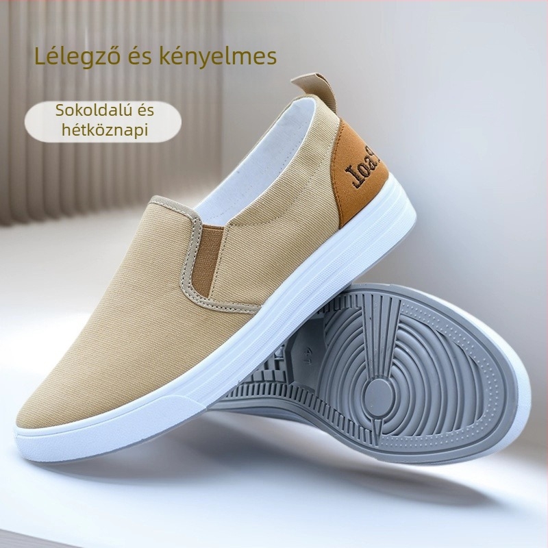 Férfi vászon sportcipő tavasszal – Old Beijing stílus, lapos Slip-On, könnyű és lélegző mindennapi viselet