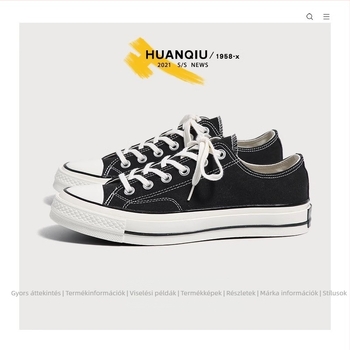 Uniszex fekete vászoncipő, slip-on, alacsony talppal, tavasz 2025, mindennapi sneakers