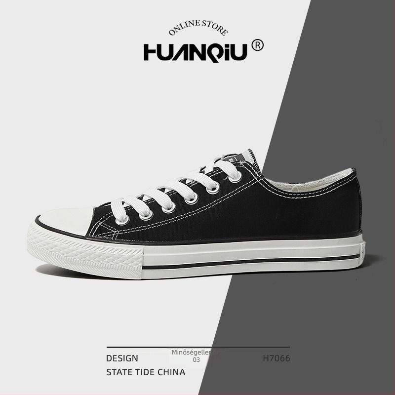 Uniszex fekete vászoncipő, slip-on, alacsony talppal, tavasz 2025, mindennapi sneakers