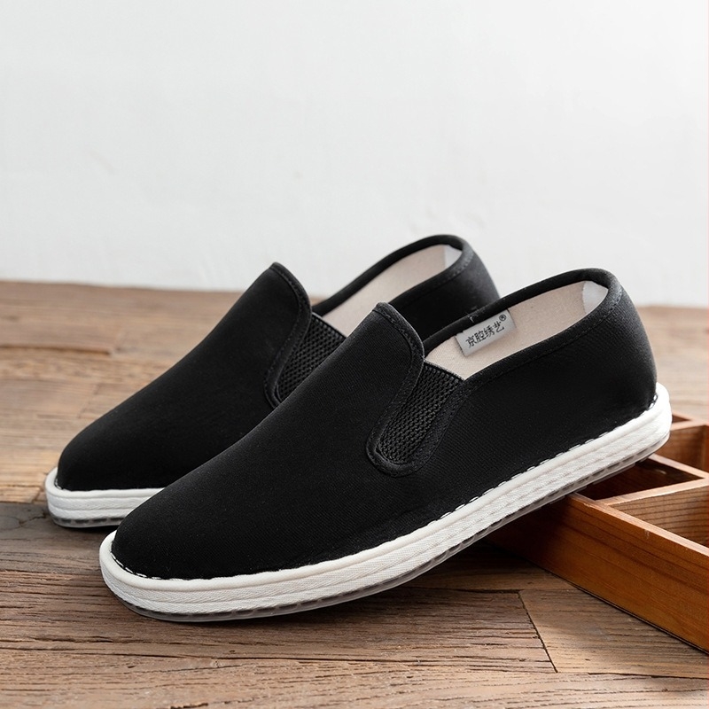 Tavaszi férfi vászoncipő slip-on, lélegző talppal, kopásálló, Old Beijing stílus