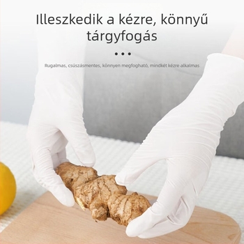 Egyszer használatos latex kesztyűk, fehér, élelmiszer-biztonsági minőségű, konyhai főzéshez, mosogatáshoz és háztartási feladatokhoz