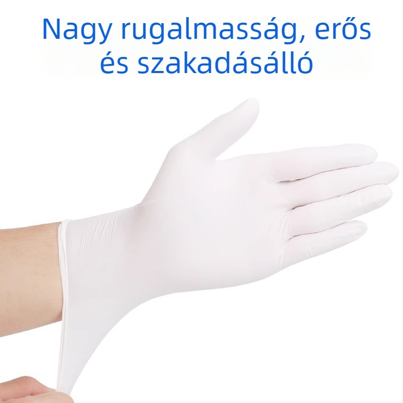 Egyszer használatos latex kesztyűk, fehér, élelmiszer-biztonsági minőségű, konyhai főzéshez, mosogatáshoz és háztartási feladatokhoz