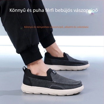 Férfi casual cipő denim felsőrésszel, légies viselet, alacsony talppal