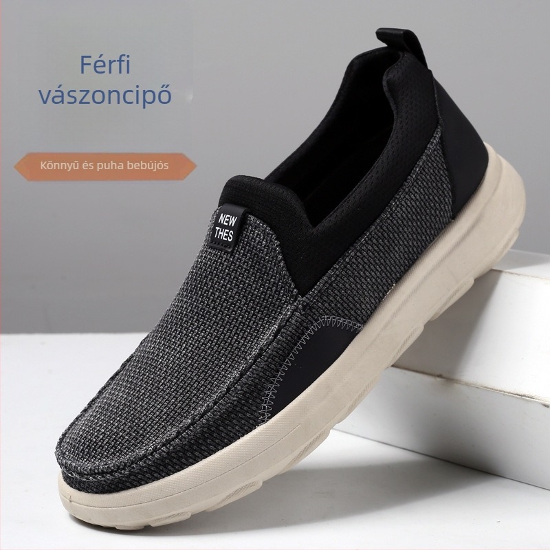 Férfi casual cipő denim felsőrésszel, légies viselet, alacsony talppal