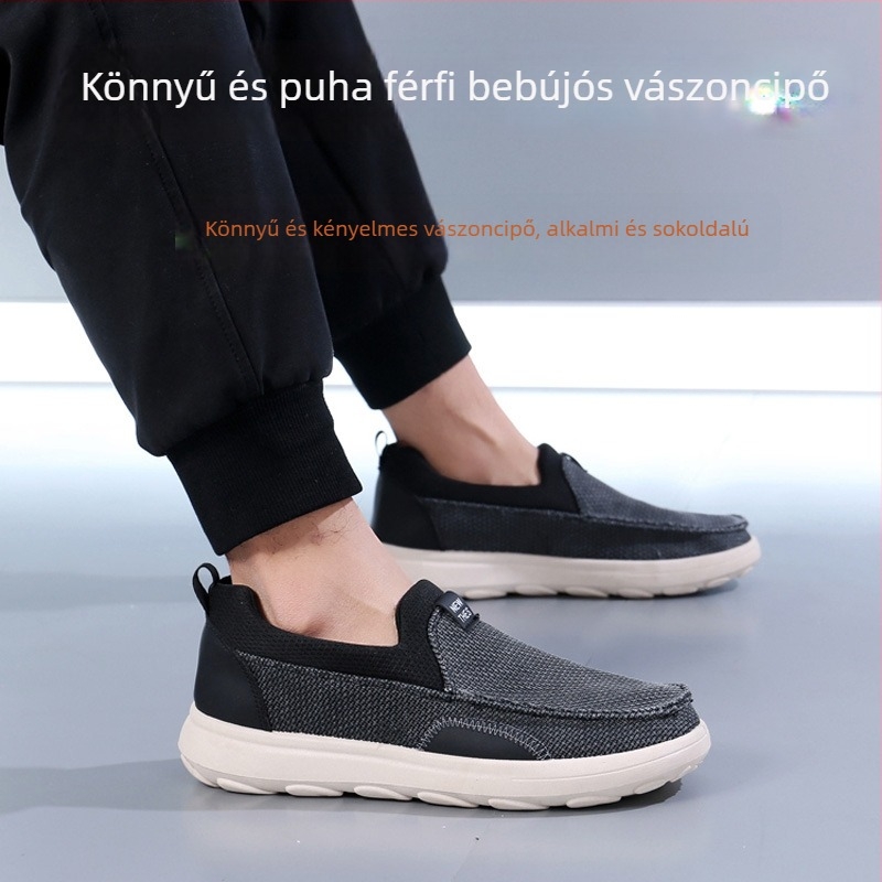 Férfi casual cipő denim felsőrésszel, légies viselet, alacsony talppal