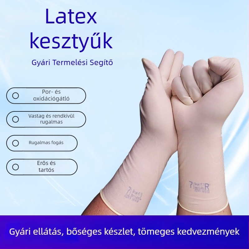 Pormentes latex kesztyűk, egyszer használatos, 12 hüvelyk, fehér, mindkét kézre illeszkedő, mosogatáshoz és háztartási tisztításhoz