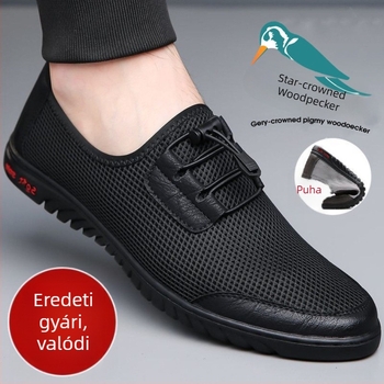 Szellőző nyári férfi hálós cipő - nyitott orrú, csúszásmentes puha talppal, casual bőrcipő