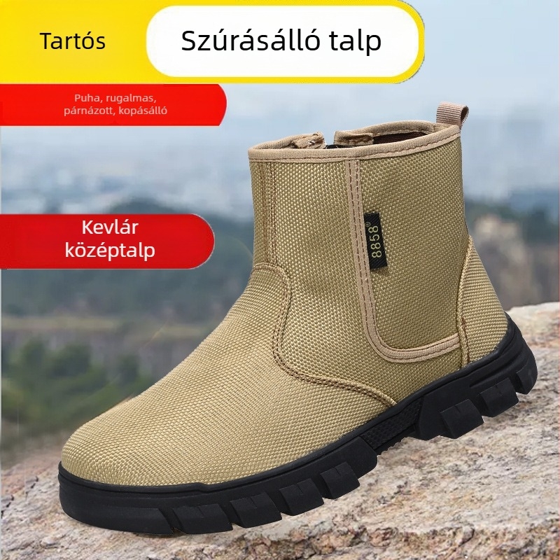 2026-os új vízálló férfi munkabakancsok, oldalsó cipzárral, magas szárú, könnyű, puha talpú Martin-stílusú bakancs, építkezéshez