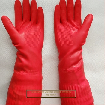 Red Rose latex kesztyűk hosszú szárúak, csúszásmentesek, vízállóak és olajállóak, konyhai és háztartási használatra, mosáshoz és edények mosogatásához