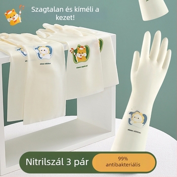 Nitril edénymosó kesztyű nőknek, konyhai háztartási használatra, vastag és tartós, nyári gumikesztyűk tisztításra és mosásra, vízálló