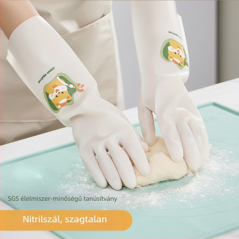 Nitril edénymosó kesztyű nőknek, konyhai háztartási használatra, vastag és tartós, nyári gumikesztyűk tisztításra és mosásra, vízálló