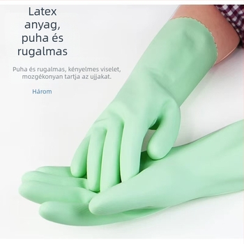 Velúr bélésű kesztyű természetes latexből, strapabíró mosogatáshoz és háztartási feladatokhoz, vízálló, szigetelés nélküli