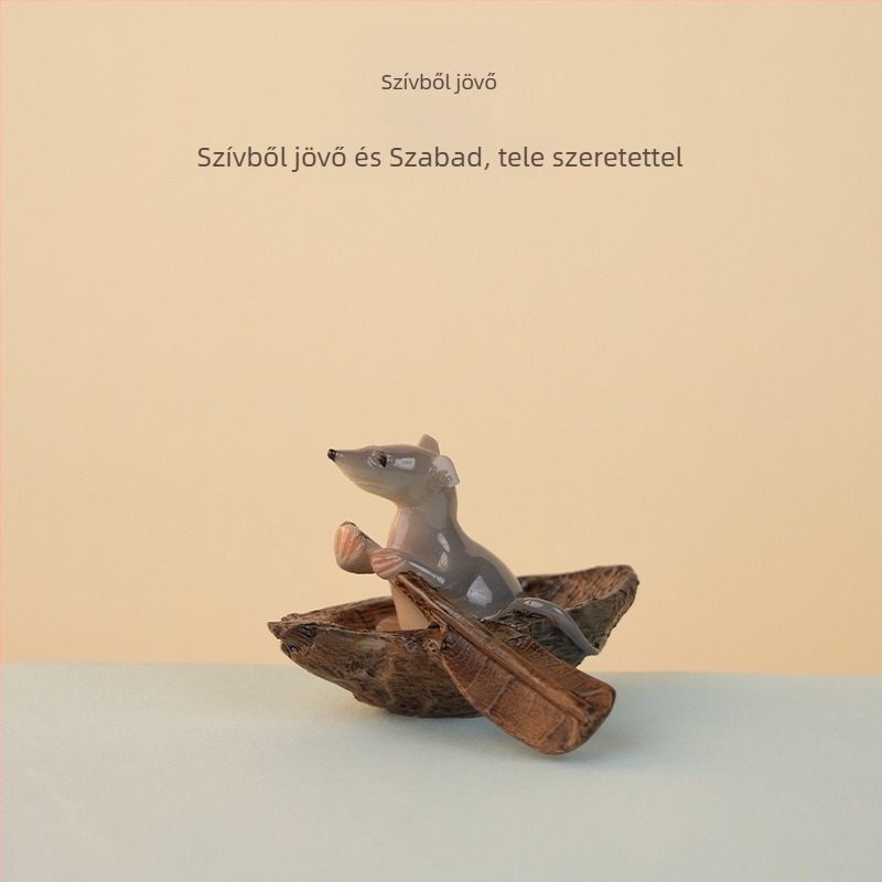 Cuki kis egér figura, kreatív mikrolandschaft, otthoni dekoráció gyantából, születésnapi ajándék egy kedves személynek
