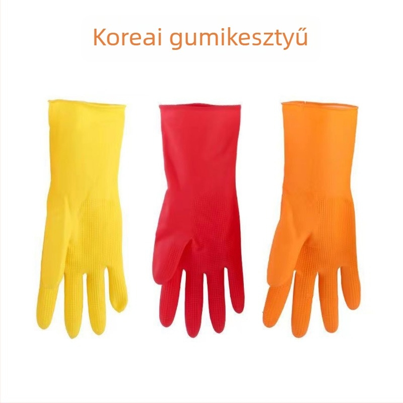 Latex tisztító kesztyűk, vízálló, hosszú, csúszásmentes szilikon fogással, mosogatáshoz