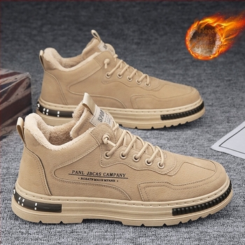 Férfi munkáscipő fleece-béléssel, téli időszakra, kopásálló, mindennapi sneaker