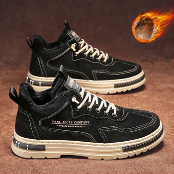 Férfi munkáscipő fleece-béléssel, téli időszakra, kopásálló, mindennapi sneaker
