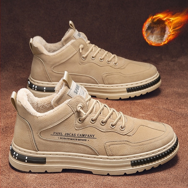 Férfi munkáscipő fleece-béléssel, téli időszakra, kopásálló, mindennapi sneaker