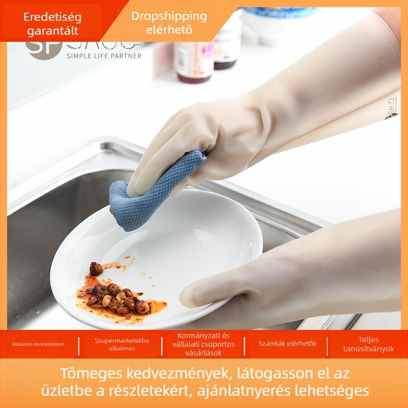 Nitril háztartási kesztyűk konyhai és háztartási feladatokra, vastagított, vízálló, tartós
