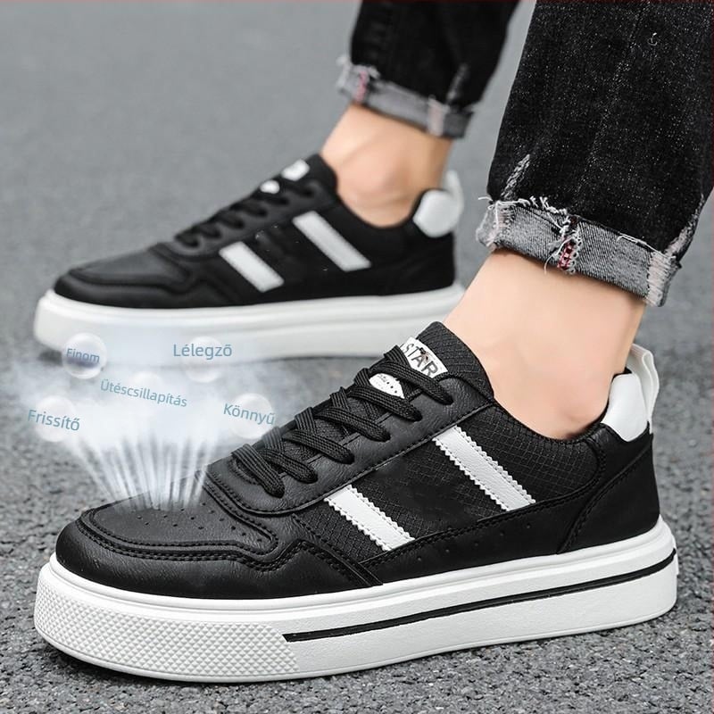 Fehér férfi sportcipő – mindennapi, vastag talp, tavasz 2025