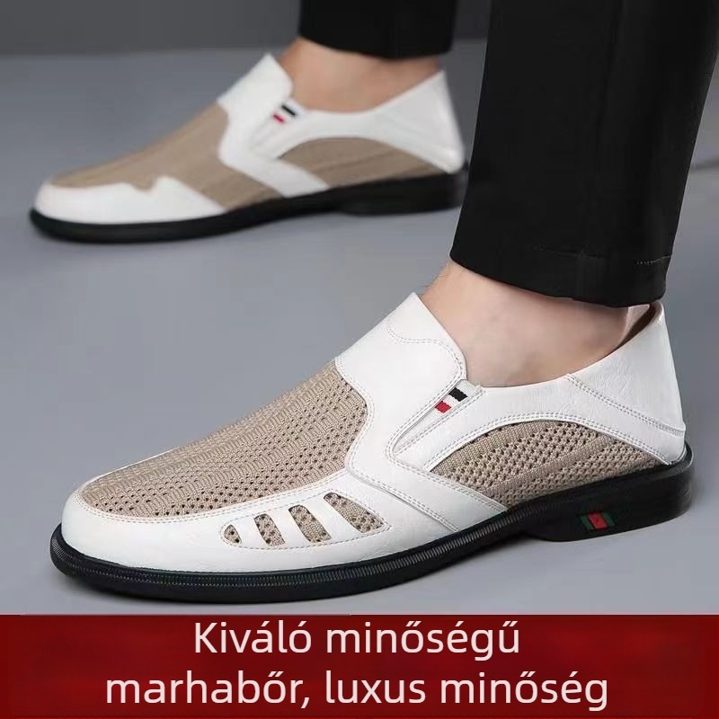 Férfi Slip-On cipő 2025 nyár, légáteresztő hálós felület, csúszásmentes gumitalp, kerek orr, kényelmes szabadidőstílus