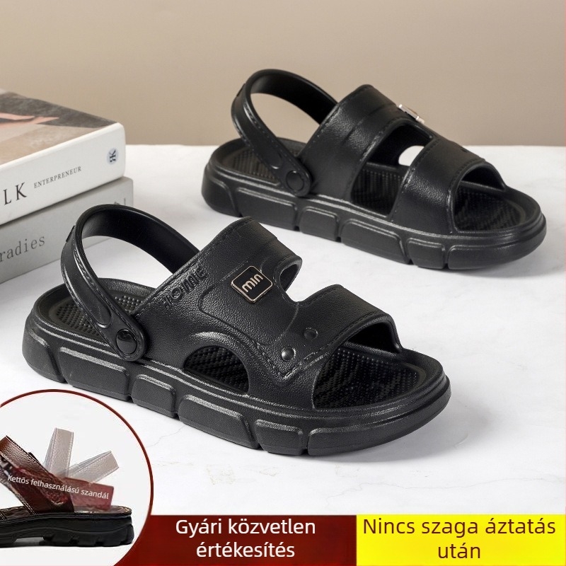 Férfi strandpapucs csúszásmentes, puha talppal, bőr papucs nyárra, kényelmes szabadtéri viselet