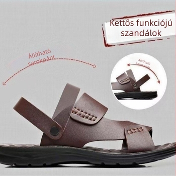 Camel férfi bőrszandálok, nyári mindennapi strandcipők, csúszásmentes kültéri szandálok