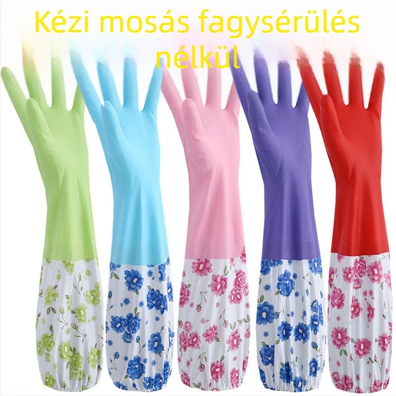Polár béléses hosszú latex kesztyűk téli használatra, vízállóak, melegek, vastagítottak, széles mandzsettával, mosogatáshoz és házimunkákhoz