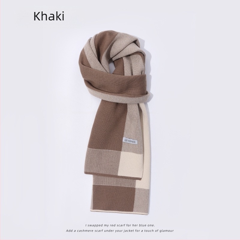 Kockás sál, férfiak és nők számára, koreai stílus, casual pár-stílus, meleg gyapjú