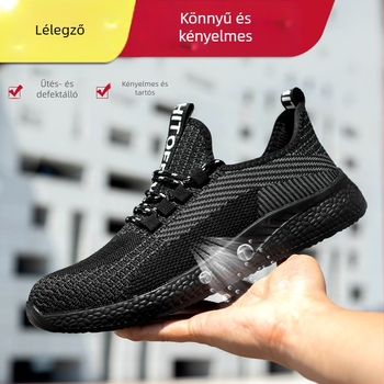 Férfi munkavédelmi cipő építkezésekhez, ütés- és perforáció elleni védelemmel, lélegző szövött felsőrész, alacsony profil, acélorrú