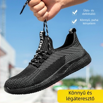 Férfi munkavédelmi cipő építkezésekhez, ütés- és perforáció elleni védelemmel, lélegző szövött felsőrész, alacsony profil, acélorrú