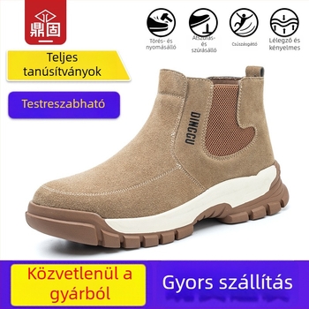 Férfiaknak szánt tehénbőr hegesztővédőcipő, ütés- és átszúrásálló, égés elleni védelemmel, munkavédelmi lábbeli építkezésekre