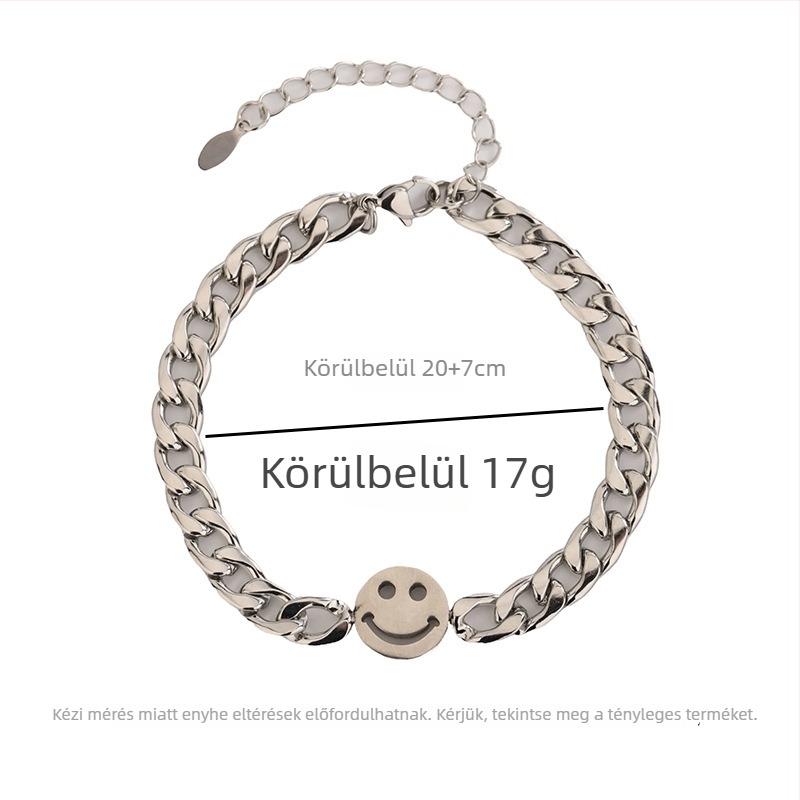 Uniszex titán‑acél mosolygós karkötő, minimalist dizájn, hip-hop stílus, tartós szín, prémium érzet