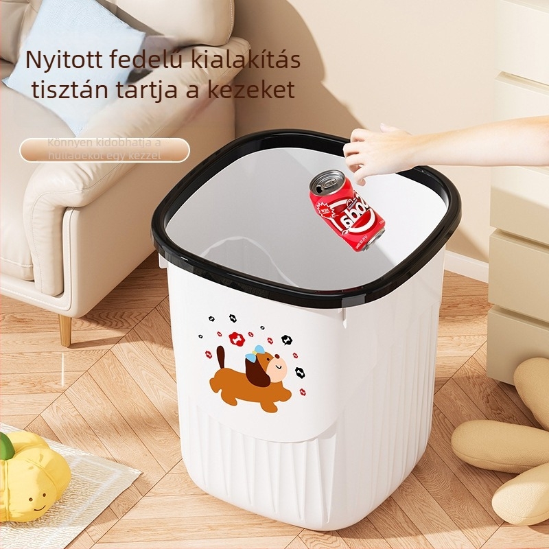 Fedél nélküli műanyag szemetes, 10 L, hengeres formájú, nagy kapacitású, elegáns dizájn, konyha, hálószoba, nappali, mosdó és kollégiumi szoba számára