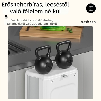 Összecsukható falra szerelhető konyhai szemetes fedéllel, 10 L felett, szekrényajtókhoz és fürdőszobához