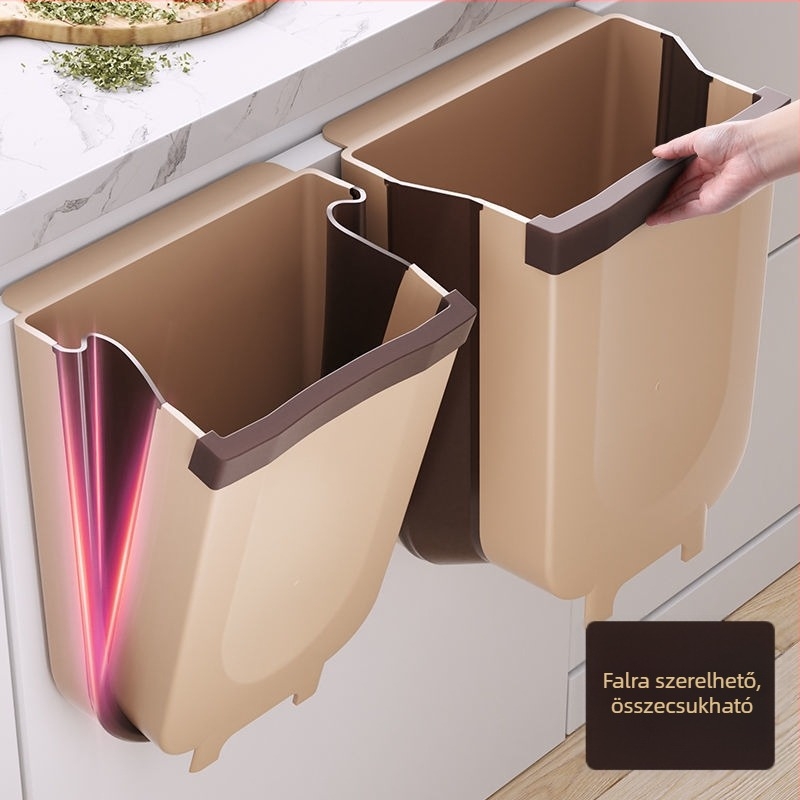 Összecsukható falra szerelhető konyhai szemetes, 10 L, műanyag, négyszögletes tárolóedény