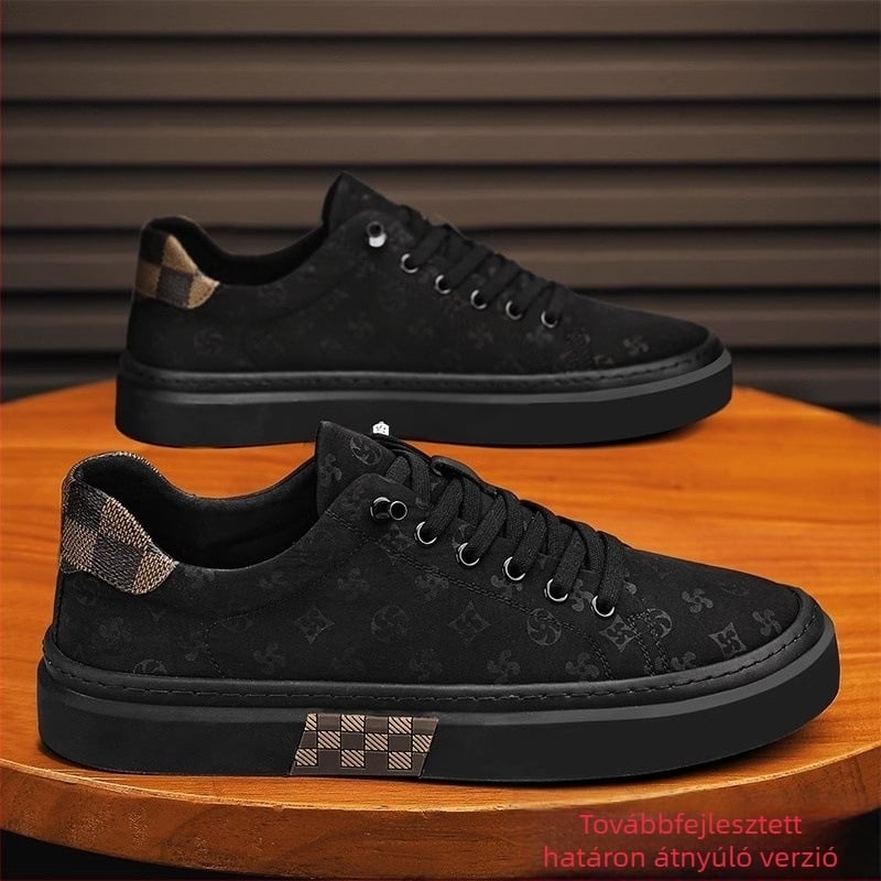 Férfi vászon slip-on cipő, légáteresztő, fekete, mindennapi és munkahelyi viselethez