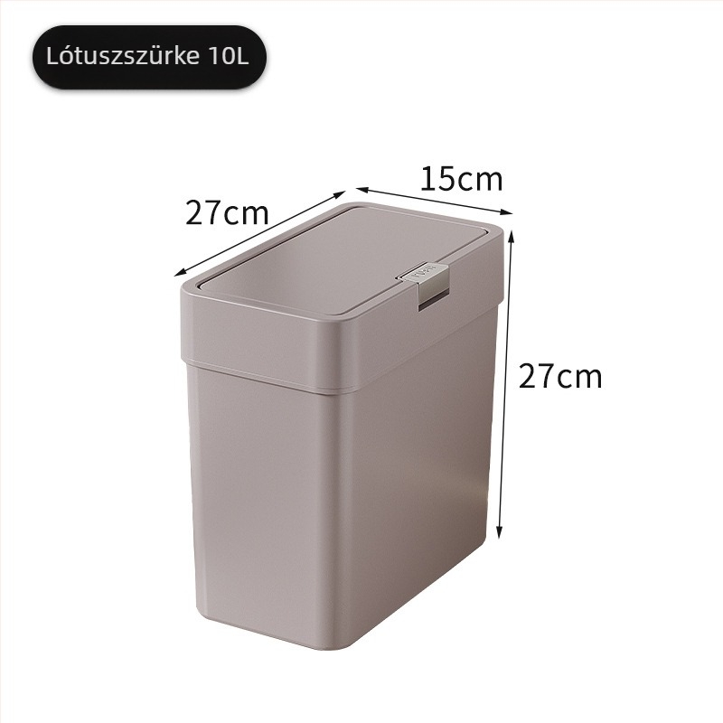 Fürdőszobai szemetes fedéllel, 10 L, műanyag, hosszú cilinder alakú, háztartási használatra, kicsi és nagy méretben