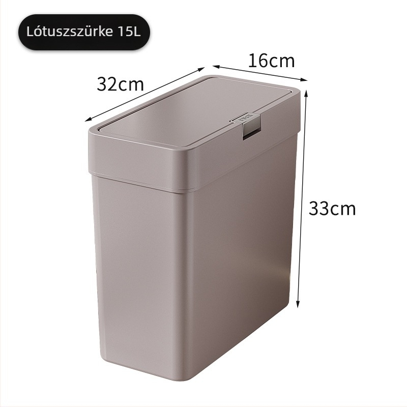 Fürdőszobai szemetes fedéllel, 10 L, műanyag, hosszú cilinder alakú, háztartási használatra, kicsi és nagy méretben