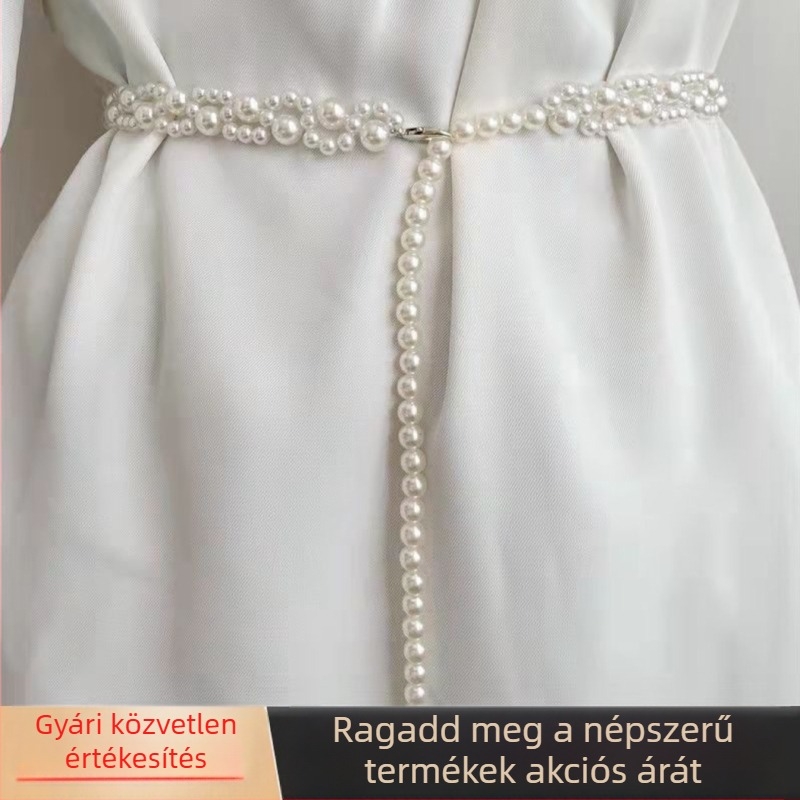 Női gyöngy deréklánc, rugalmas öv kiegészítő ruhákhoz