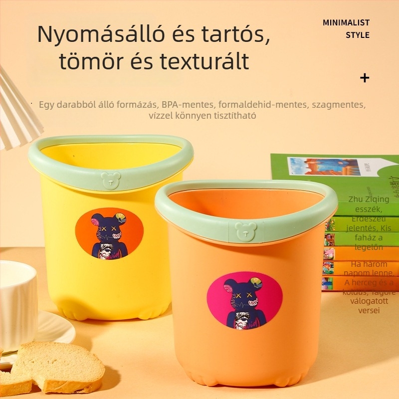 Asztali mini szemetes, aranyos tárolóedény kollégiumi szobákhoz, hálószobába és irodába