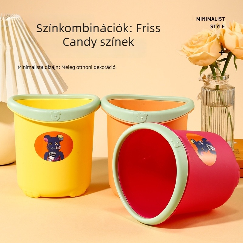 Asztali mini szemetes, aranyos tárolóedény kollégiumi szobákhoz, hálószobába és irodába