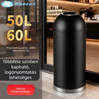 Nyitott tetejű rozsdamentes acél kuka, nagy kapacitású 12 L, hordó alakú, szállodák, éttermek, kávézók és teaházak számára