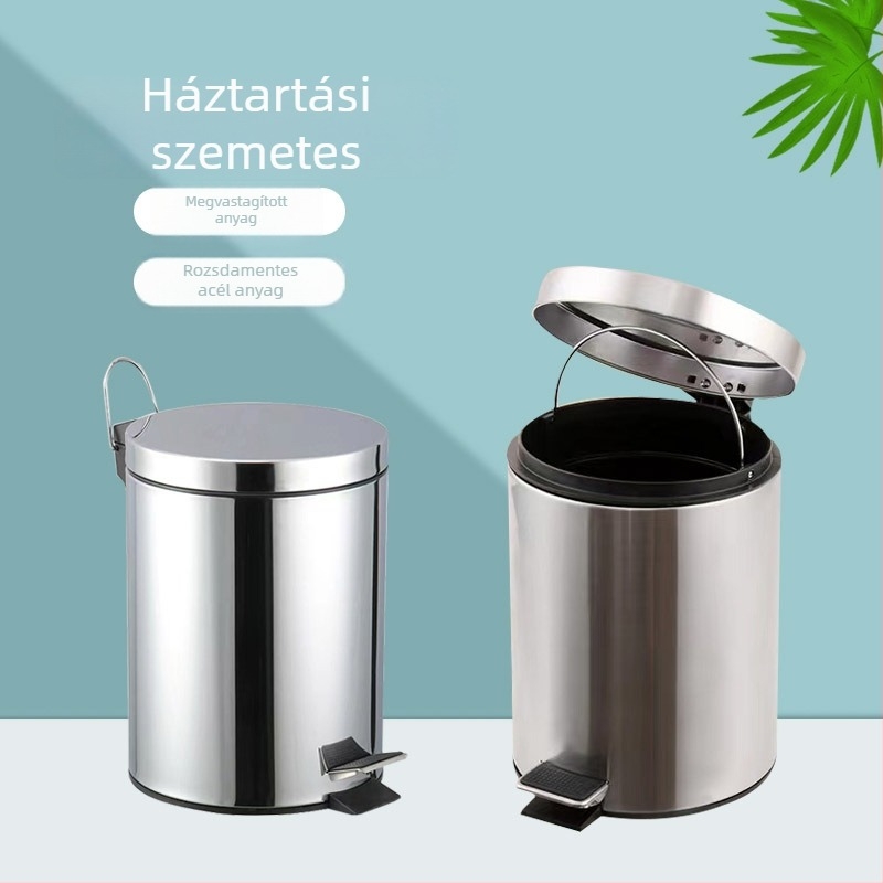 Nemes acél pedálos kuka, kerek, 12 L vagy nagyobb kapacitás, otthonra, irodába és szállodába, csendes működésű fedél