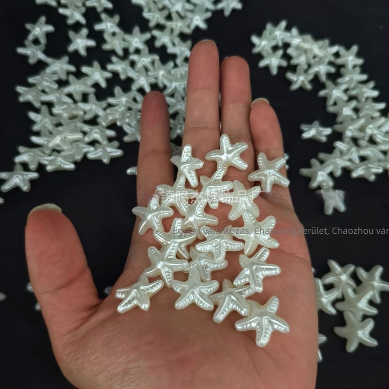 ABS imitáció gyöngyházfehér tengeri csillag gyanta DIY ékszerkellékekhez, telefon tok és körömdíszítéshez, fehér 3D tengeri csillag