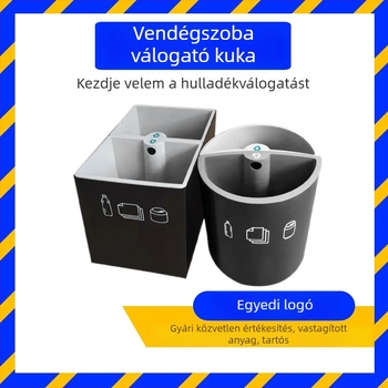 Új szállodai belső szemetes, négyszögletes és kerek formájú, szobai szelektív hulladékgyűjtő, lakkozott kivitel