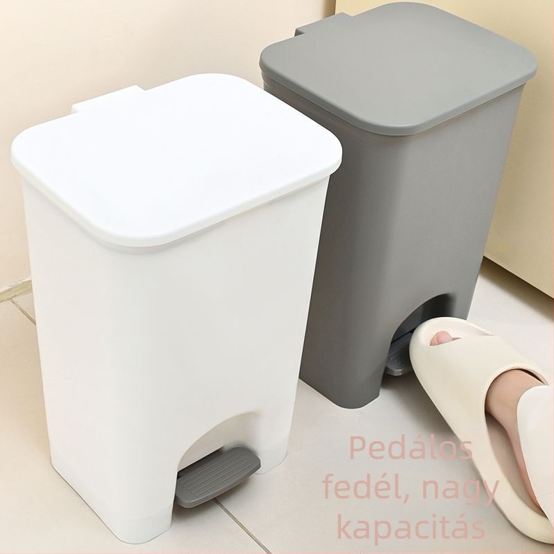Lábpedálos szemetes, nagy kapacitású, fedéllel, otthoni használatra: fürdőszoba, hálószoba, konyha, nappali.