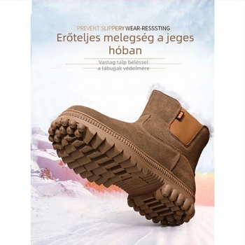 Uniszex téli bakancs teljes marhabőrből, magas szárú, belül gyapjúval bélelt, meleg, csúszásmentes, kopásálló.