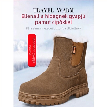 Uniszex téli bakancs teljes marhabőrből, magas szárú, belül gyapjúval bélelt, meleg, csúszásmentes, kopásálló.