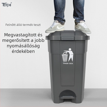 70 L pedálos szemetes kerékkel és fedővel, kültéri használatra, vastag falú kivitel